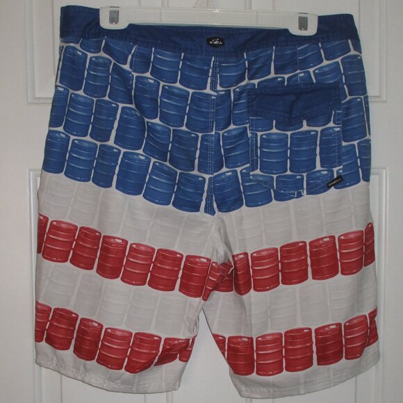 O'Neill Mens Swim Board Short Flag Beer Keg Print - Size 34W - Picture 5 of 5